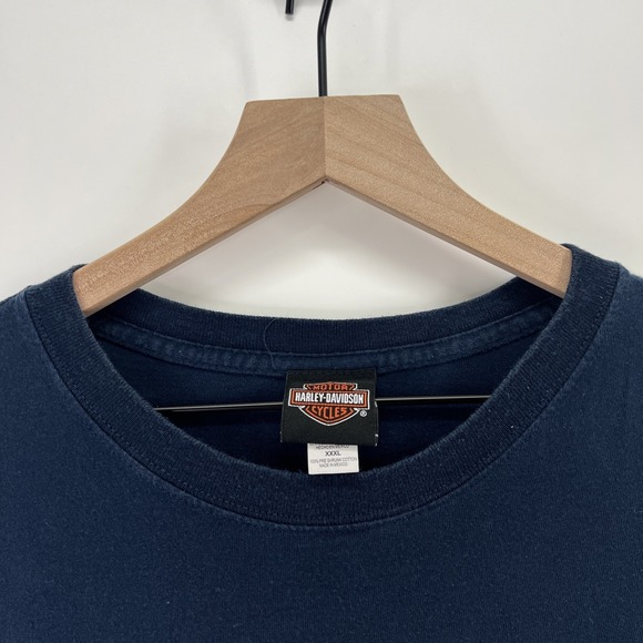 Harley Davidson Shirt Mens 3XL Double Sided Navy Flames Ohio Short Sleeve Tee - Picture 6 of 13